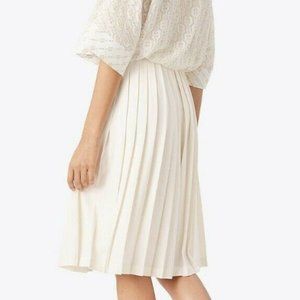 NWT Tory Burch Faye Pleated White Ivory Casual Culottes Wide leg Cropped Pants